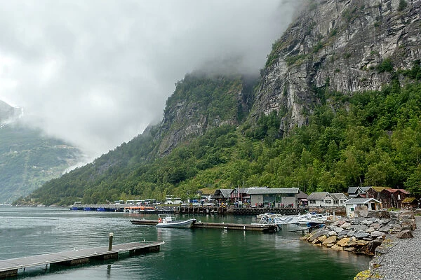cruice ship and boats in Geirangerfjord