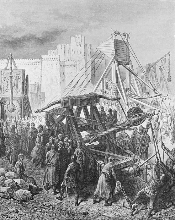 Framed Print : The Crusaders War Machinery by Gustave Dore