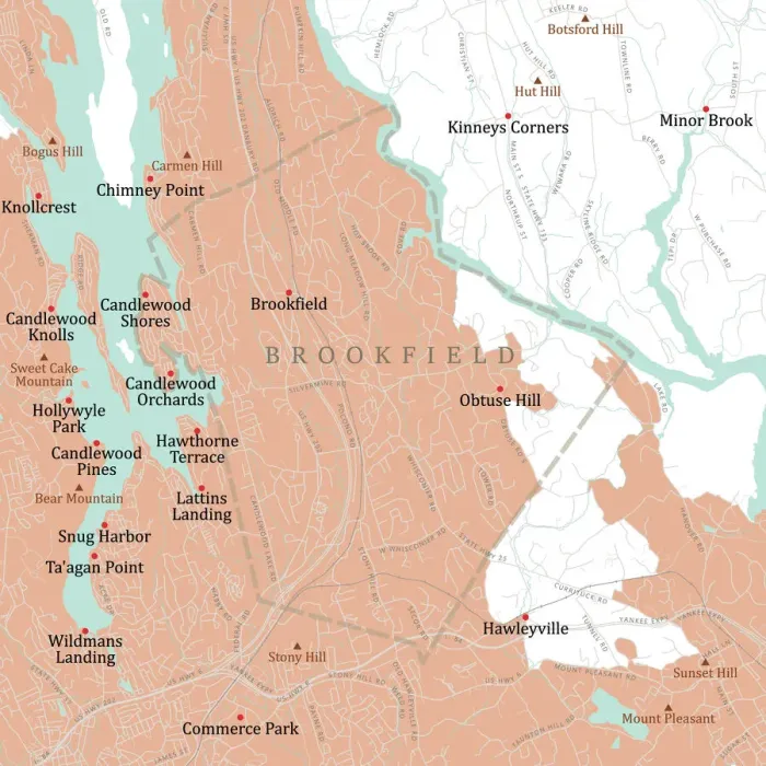 Framed Print : CT Fairfield Brookfield Vector Road Map Framed Print : CT Fairfield Brookfield Vector Road Map