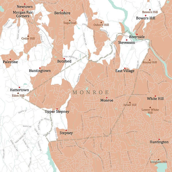 CT Fairfield Monroe Vector Road Map
