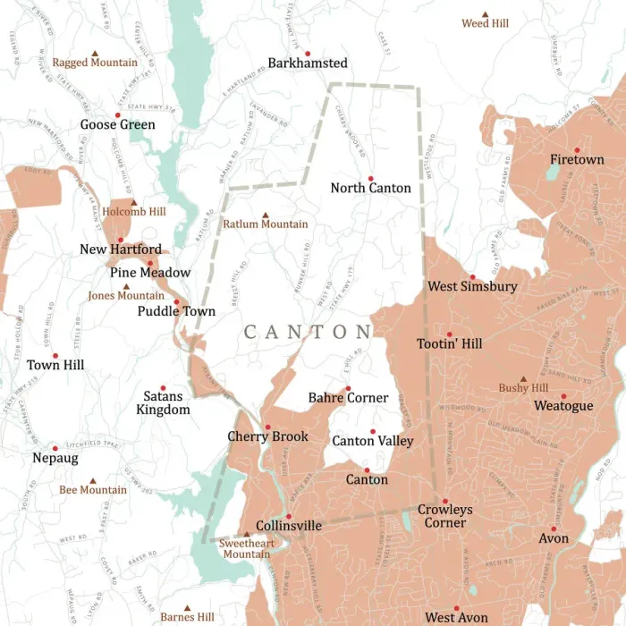 Framed Print : CT Hartford Canton Vector Road Map Framed Print : CT Hartford Canton Vector Road Map