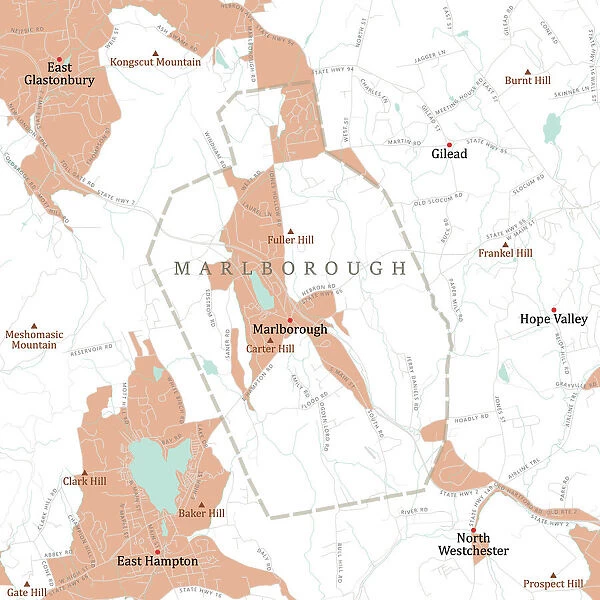 CT Hartford Marlborough Vector Road Map