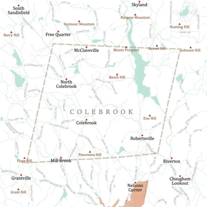 Framed Print : CT Litchfield Colebrook Vector Road Map Framed Print : CT Litchfield Colebrook Vector Road Map