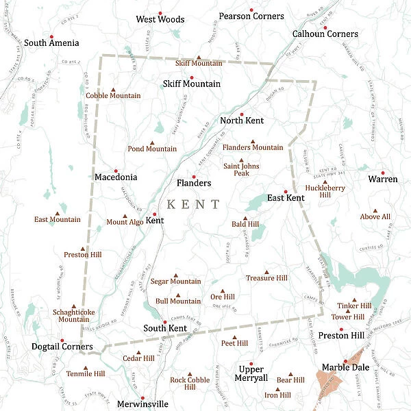CT Litchfield Kent Vector Road Map