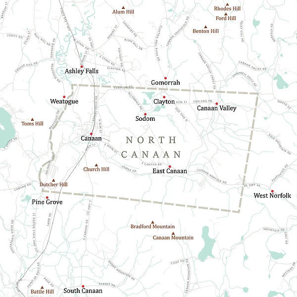 CT Litchfield North Canaan Vector Road Map