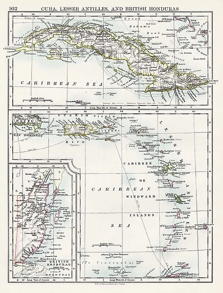 Cuba lesser antilles map 1897