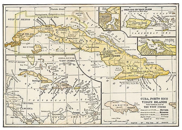 Cuba Puerto Rico map 1898