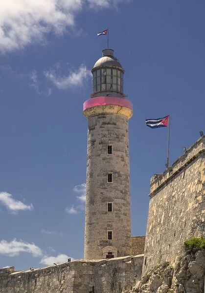 Cuban flag over the Lighthouse of El Morro