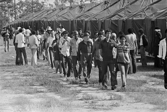 Framed Print : Cuban Refugees Marching Together Framed Print : Cuban Refugees Marching Together