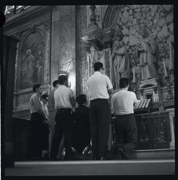 Framed Print : Cuban Refugees Praying Before Altar Framed Print : Cuban Refugees Praying Before Altar