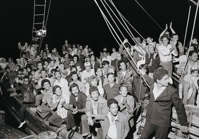 Framed Print : Cuban Refugees Waiting on a Boat Framed Print : Cuban Refugees Waiting on a Boat