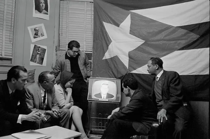Framed Print : Cuban Refugees Watching Kennedy's Speech Framed Print : Cuban Refugees Watching Kennedy's Speech