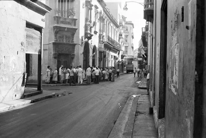 Framed Print : Cubans in Line for Bread Framed Print : Cubans in Line for Bread