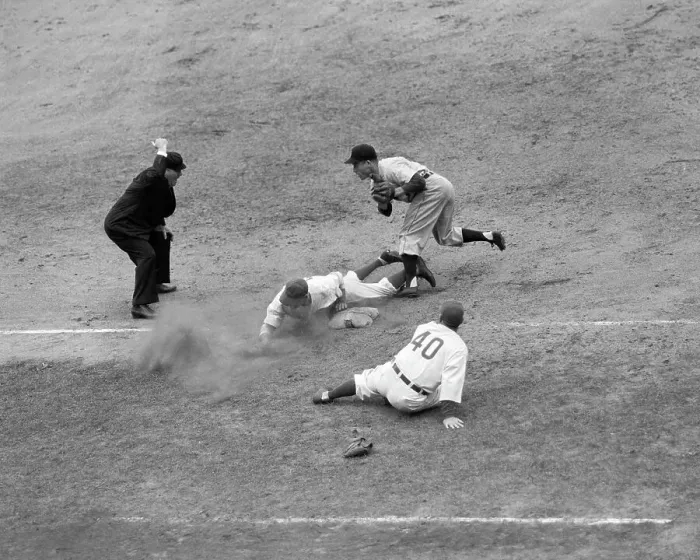Framed Print : Cubs Player Roy Hughes Sliding Over Base Framed Print : Cubs Player Roy Hughes Sliding Over Base