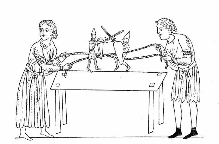 Framed Print : Cultural state in the 12th century, puppet play, children playing with figures of knights, after a picture in the manuscript of the Hortus deliciarum of Herrad of Landsberg, Germany, Historical Framed Print : Cultural state in the 12th century, puppet play, children playing with figures of knights, after a picture in the manuscript of the Hortus deliciarum of Herrad of Landsberg, Germany, Historical