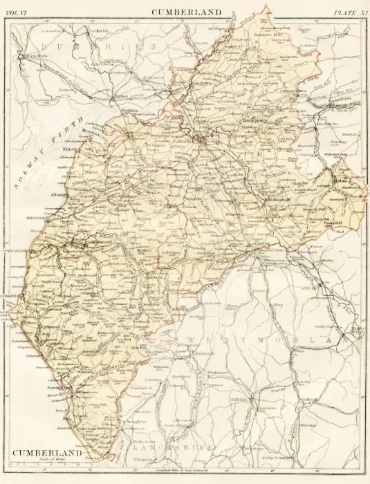 Framed Print : Cumberland map 1884