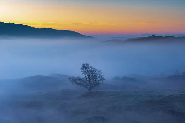 Cumbrian Mountains at Dawn. Lake District National park. UK