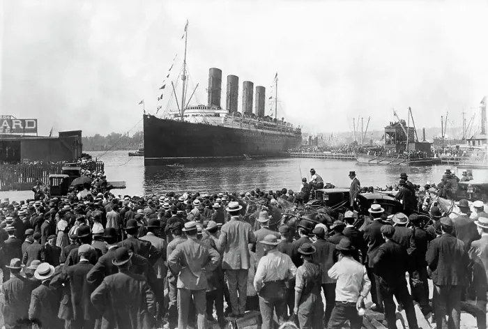 Framed Print : Cunard Liner Lusitania Departing New York Framed Print : Cunard Liner Lusitania Departing New York