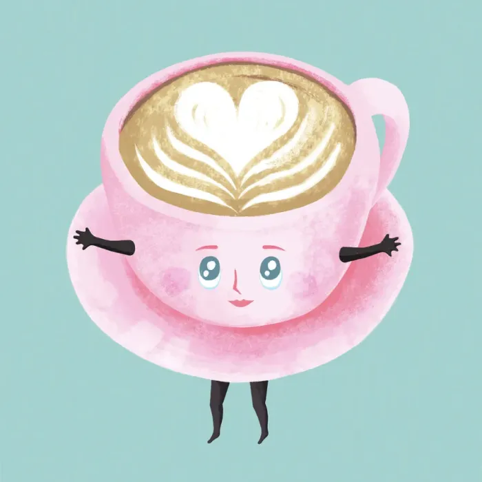 Framed Print : Cup of Cappuccino Character Framed Print : Cup of Cappuccino Character