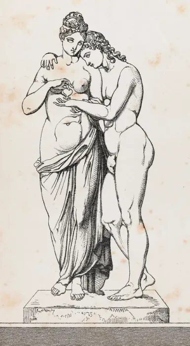 Framed Print : Cupid or Amor and Psyche or Anima sculpture illustration Framed Print : Cupid or Amor and Psyche or Anima sculpture illustration