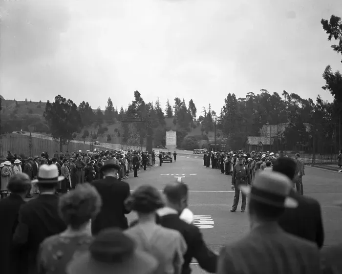 Framed Print : Curious Crowds Gathering at Harlow Funeral Framed Print : Curious Crowds Gathering at Harlow Funeral