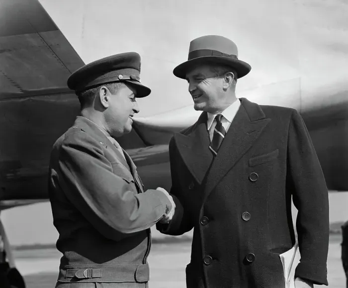 Framed Print : Curtis E. LeMay and W. Stuart Symington Shaking Hands Framed Print : Curtis E. LeMay and W. Stuart Symington Shaking Hands