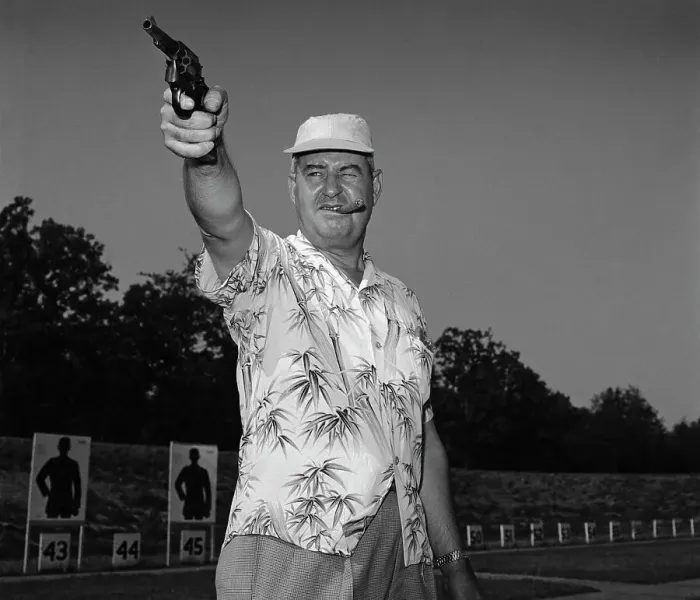 Framed Print : Curtis LeMay Holding Pistol Framed Print : Curtis LeMay Holding Pistol