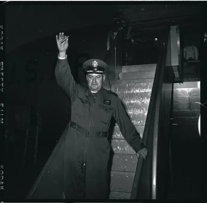 Framed Print : Curtis LeMay Leaving Airplane Framed Print : Curtis LeMay Leaving Airplane