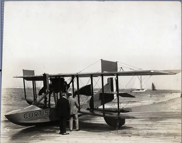 Framed Print : Curtiss Hydroplane On Dock On Beach Framed Print : Curtiss Hydroplane On Dock On Beach