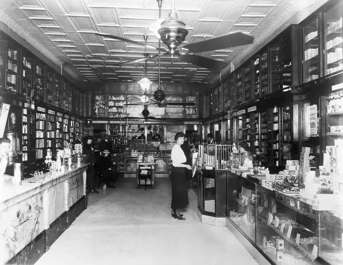 Framed Print : Customers Inside Drugstore Framed Print : Customers Inside Drugstore