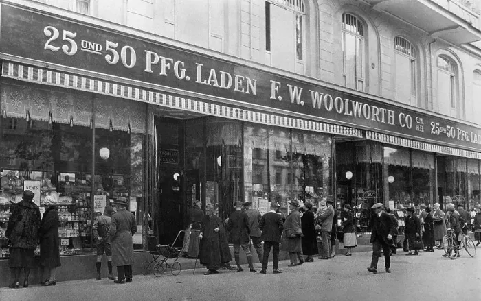 Framed Print : Customers Outside of German Woolworth's Framed Print : Customers Outside of German Woolworth's