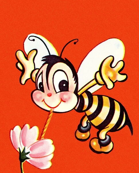 Cute Bee Drinking from a Flower
