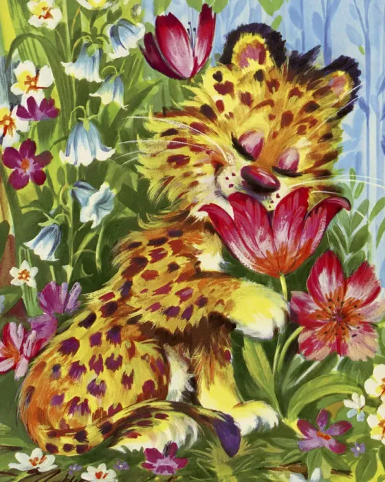 Framed Print : Cute Little Leopard in a Garden Framed Print : Cute Little Leopard in a Garden