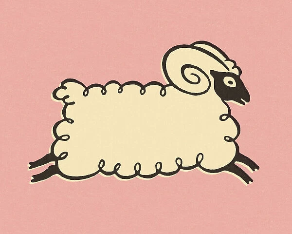 Cute Ram on Pink Background