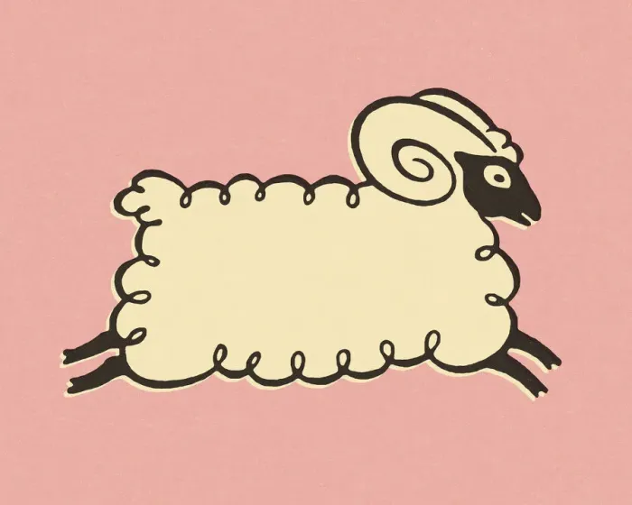 Framed Print : Cute Ram on Pink Background Framed Print : Cute Ram on Pink Background