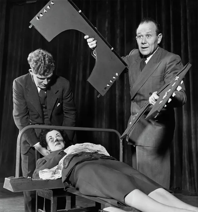 Framed Print : Cutting Lady In Half, 1952 Framed Print : Cutting Lady In Half, 1952