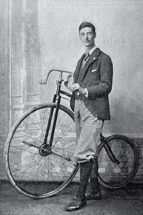 Framed Print : Cyclist F. W. Shorland, England, standing aside of his bicycle, dressed elegantly Framed Print : Cyclist F. W. Shorland, England, standing aside of his bicycle, dressed elegantly