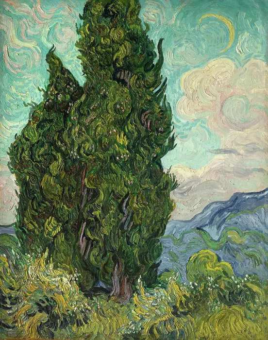Framed Print : Cypresses, 1889. Artist Vincent van Gogh