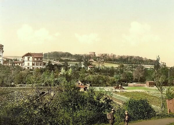Cyriaxburg near Erfurt in Thuringia, Germany, Historic, digitally restored reproduction of a photochromic print from the 1890s