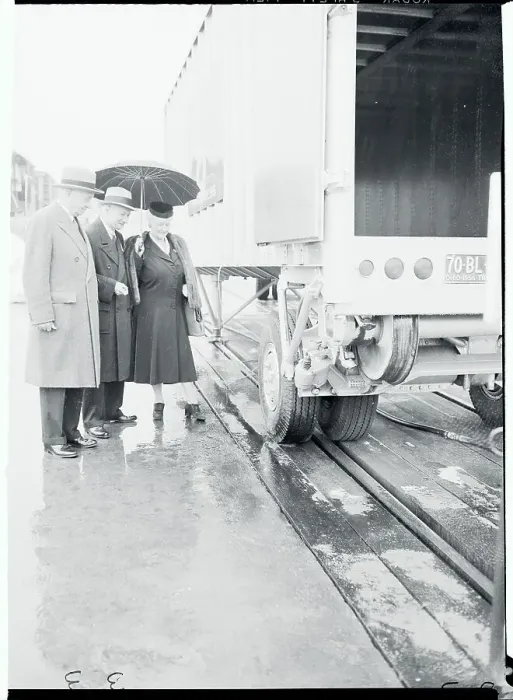 Framed Print : Cyrus Eaton Unveiling New Dual Purpose Vehicle Framed Print : Cyrus Eaton Unveiling New Dual Purpose Vehicle