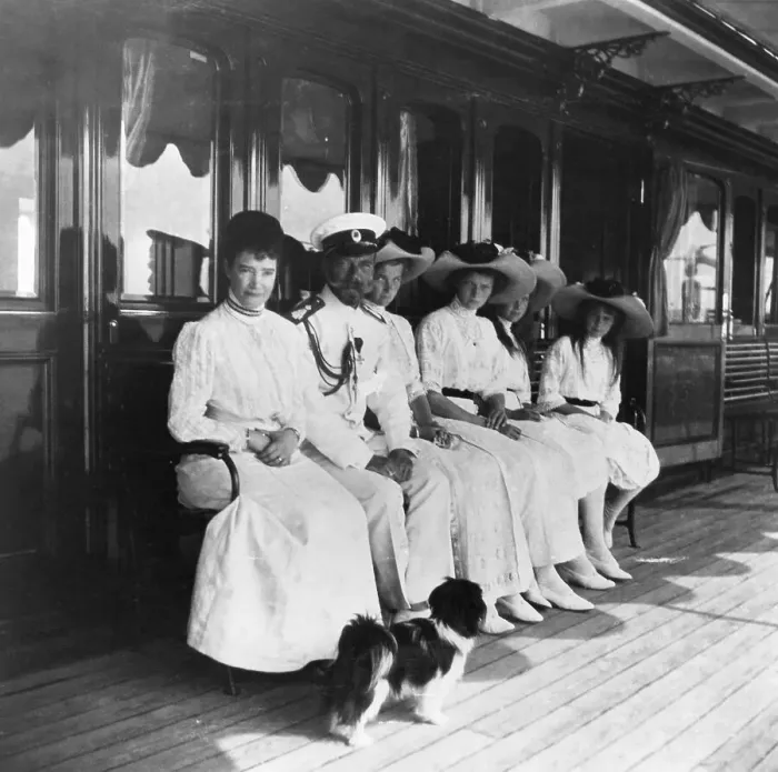 Framed Print : Czar Nicholas II with His Mother and Four Daughters Framed Print : Czar Nicholas II with His Mother and Four Daughters