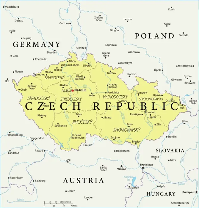 Framed Print : Czech Republic Reference Map Framed Print : Czech Republic Reference Map