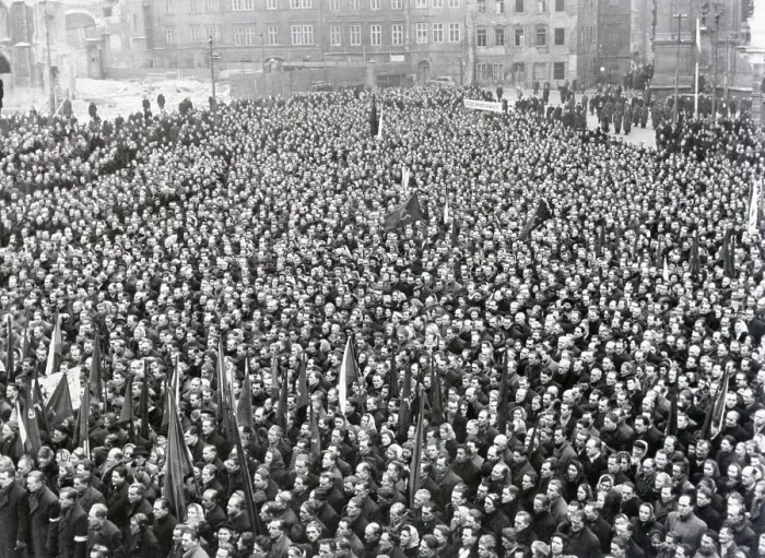 Framed Print : Czechoslovakians Listening to Announcement of Communist Takeover Framed Print : Czechoslovakians Listening to Announcement of Communist Takeover
