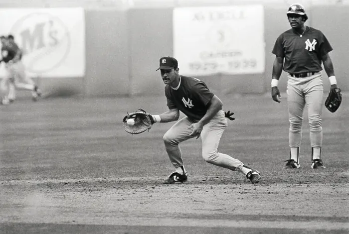 Framed Print : D. Mattingly Catches Ball During Game Framed Print : D. Mattingly Catches Ball During Game