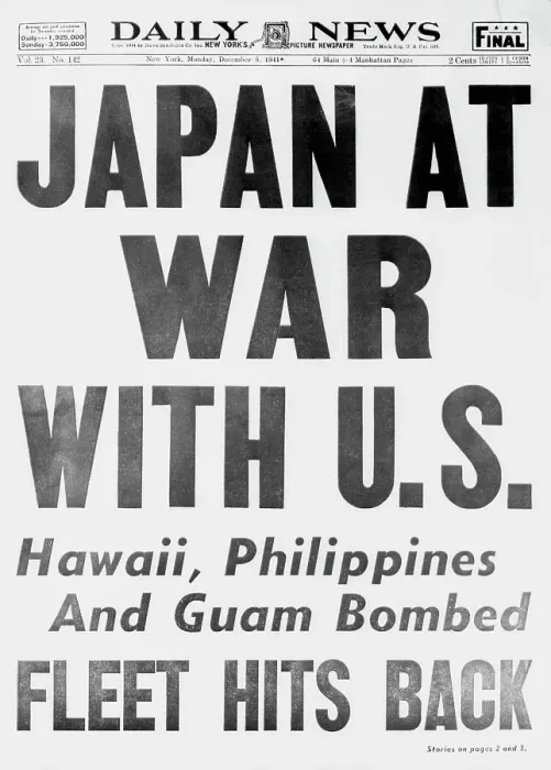 Framed Print : Daily News on United States at War with Japan Framed Print : Daily News on United States at War with Japan