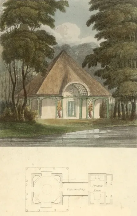 Framed Print : A Dairy. 1816: An illustration and plan for a dairy Framed Print : A Dairy. 1816: An illustration and plan for a dairy
