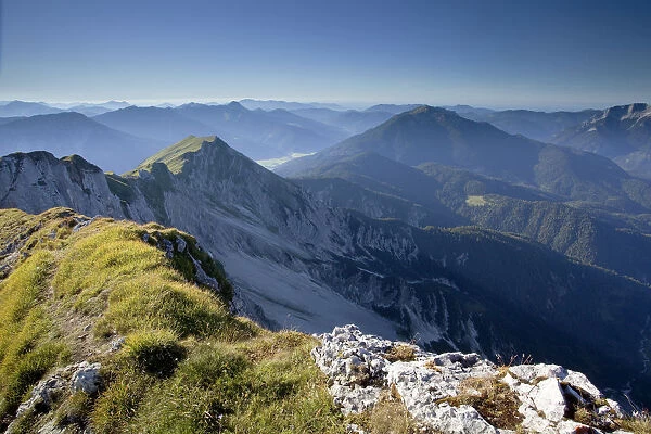 Dalfazer Joch ridge from Mount Hochiss in the Rofan massif, Rofan, Tyrol, Austria, Brandenberg Alps, Rofan, Tyrol, Austria