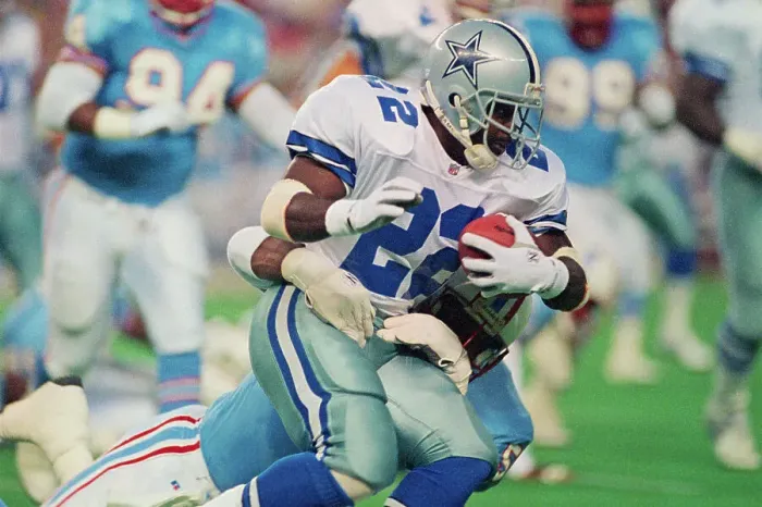 Framed Print : Dallas Cowboy Emmitt Smith Being Tackled Framed Print : Dallas Cowboy Emmitt Smith Being Tackled