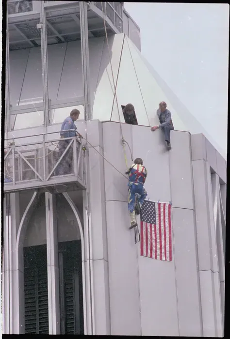 Framed Print : Dan Goodwin Climbing World Trade Center Framed Print : Dan Goodwin Climbing World Trade Center