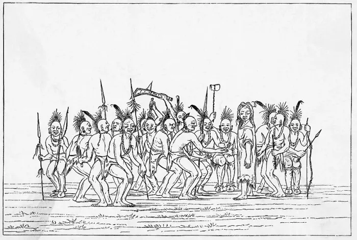 Framed Print : Dance to the Berdashe after George Catlin Framed Print : Dance to the Berdashe after George Catlin